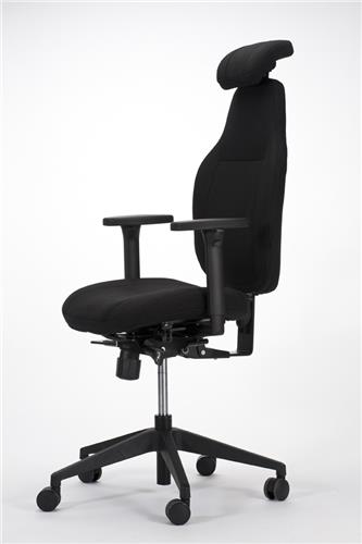 Anna2, kontorsstol  tyg: light, svart.  kryss: plast, svart.   med nackstöd och armstöd.